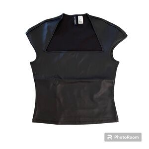 Faux Leather Divided Sexy Sleeveless Top Size Small BNWOT